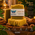 Journi Autumn Aura Chai Spice Soap featuring warm, earthy tones and a rustic design in a natural soap bar.